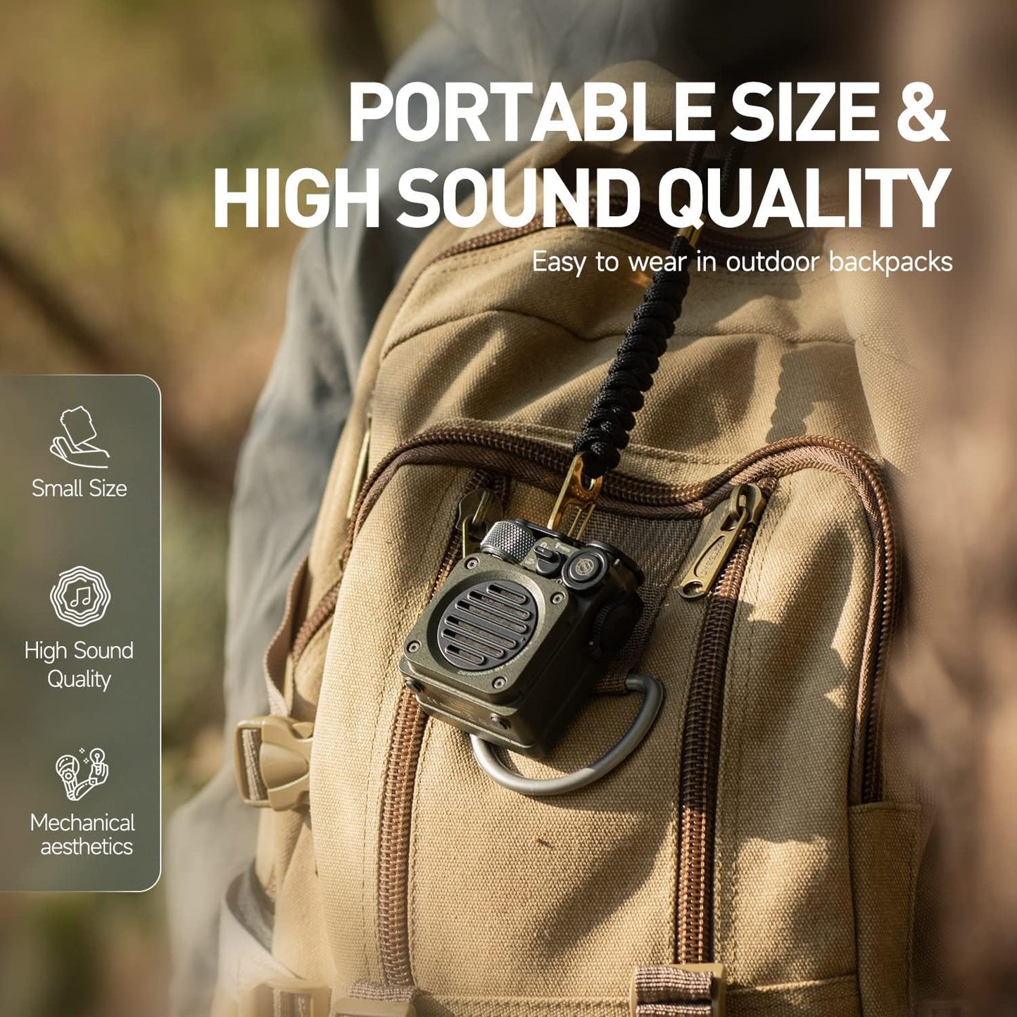 Muzen Portable Small Bluetooth Speaker, Wild Mini Rugged Outdoor Travel Wireless Waterproof Speakers With Flashlight, Crystal Cl