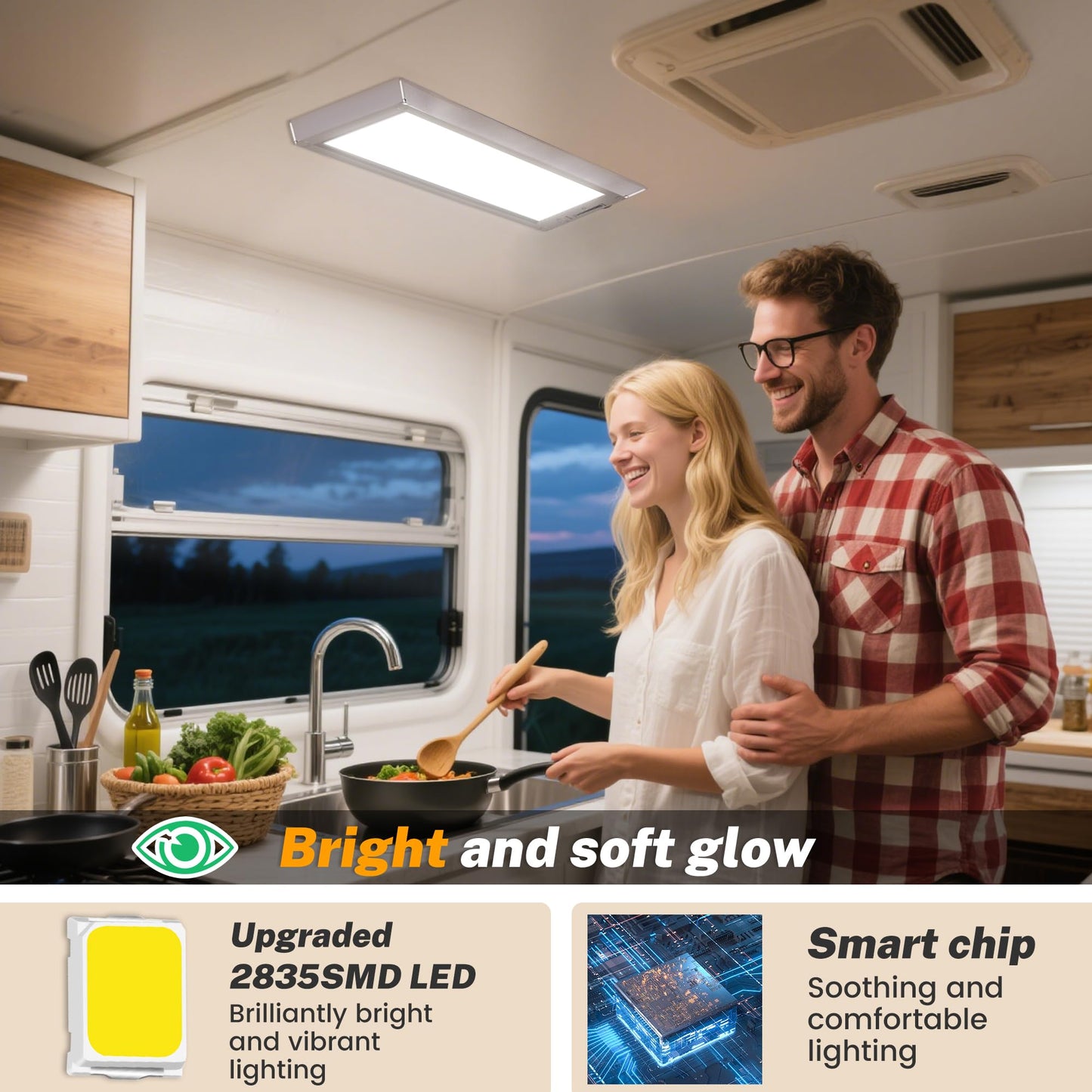 2 Pack Rv Lights Interior 3 Color Rv Led Super Bright Fixture 12V Rv Ceiling Dome Light With On/Off Dimmable Switch Energy Saving Gift Package For Rv/Camper/Car/Trailer/Boat