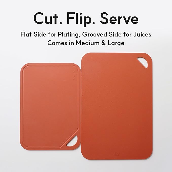 TPU Flexible Cutting Board - Scratch Resistant & Knife Friendly, Non-Slip - BPA Free, Dishwasher Safe & Easy Clean - Made in Korea, Brick Medium (1 Pack)