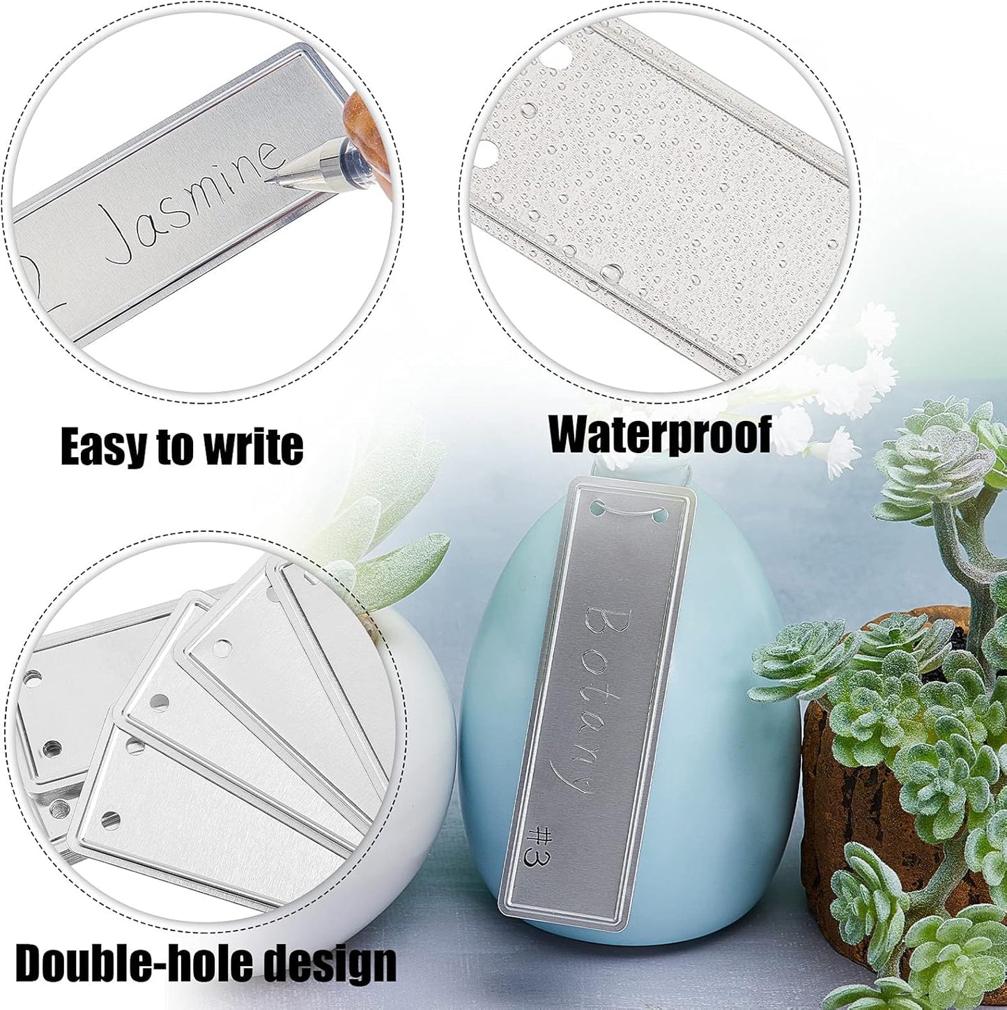 Ripeng 200 Pcs Aluminum Metal Plant Labels Writable Seedling Tree Tags with 6 Inch Wires Waterproof Double Sided Write for Plant Garden Marker Outdoor Identification and Greenhouse(120 Pieces)