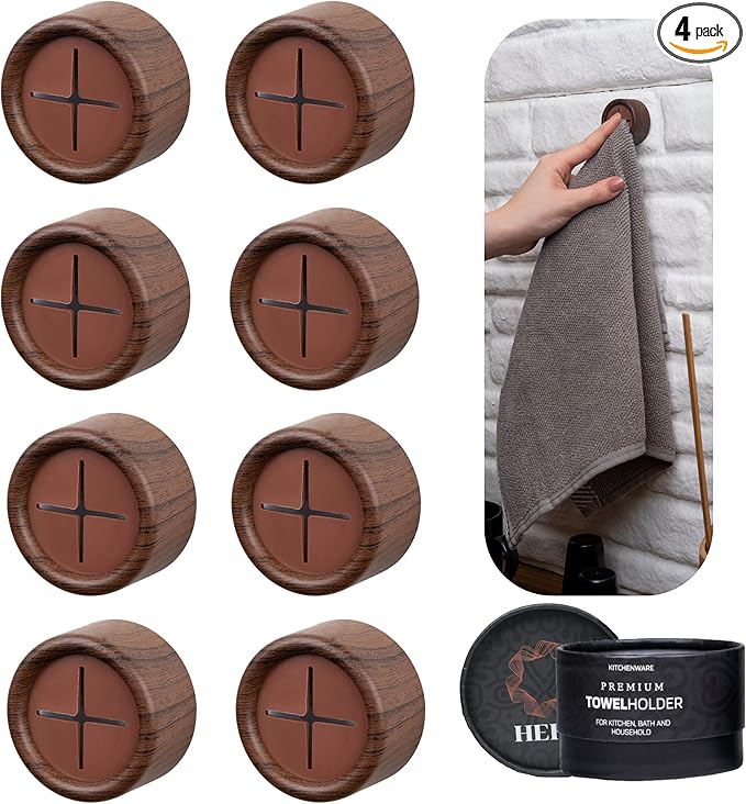 HEFA Towel Hooks - 8 Pack Eco Kitchen Organization - Dish, Hand & Kitchen Towel Holder