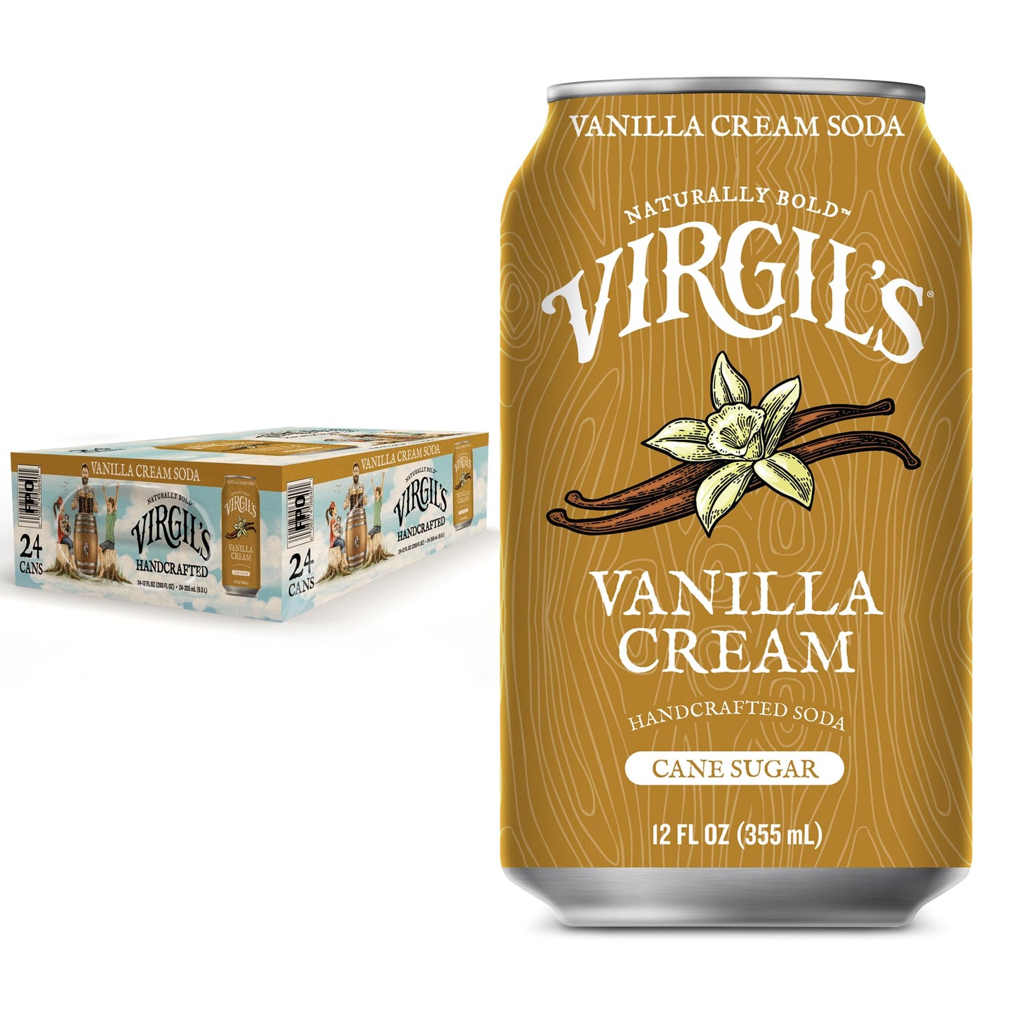 Virgils Handcrafted Vanilla Cream Soda - Creamy Bold Flavor - 12oz Cans  24 Pack