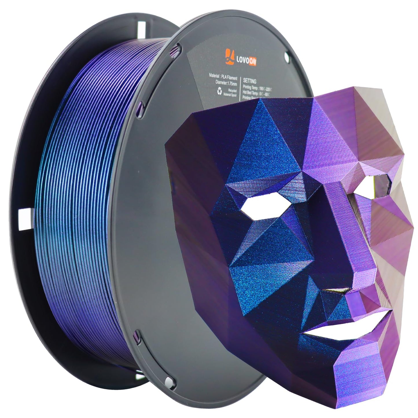 LOVOON 3D PLA Filament 1.75mm, Burnt Titanium 3D Printer Filament Sparkle Subtle Glitter pla Filament, Sparkle Galaxy Purple/Blu