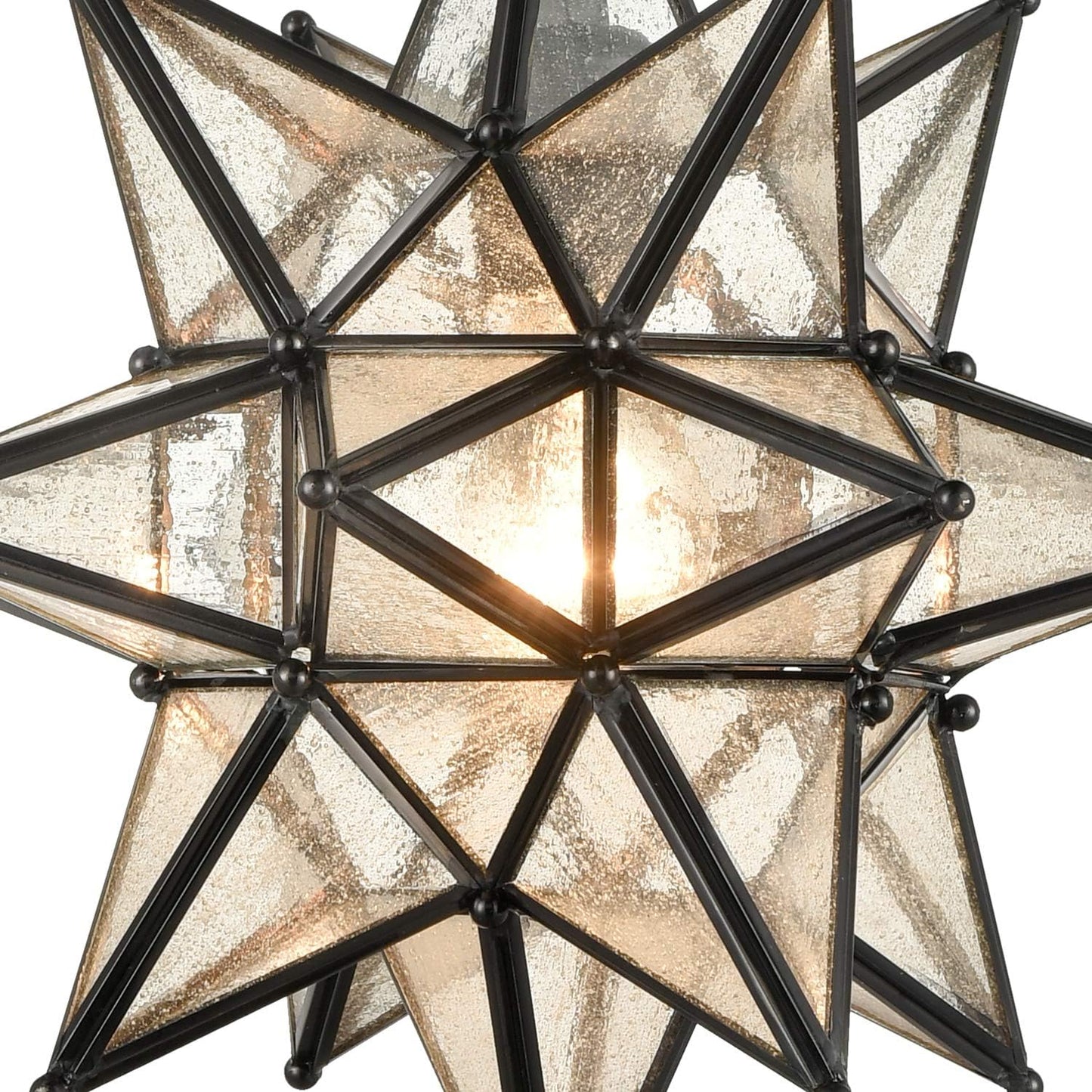 DIRYZON EUL 13 Inch Industrial Moravian Star Pendant Light with Seeded Glass Shade Hanging Chain
