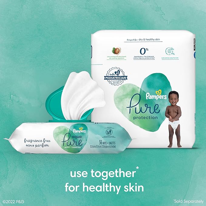 Pampers Pure Protection Baby Diapers, Size 0 (>10 lbs), 76 Count, Up to 100% Leakproof, Premium Plant-Based Skin Protection, Hypoallergenic Soft Diapers