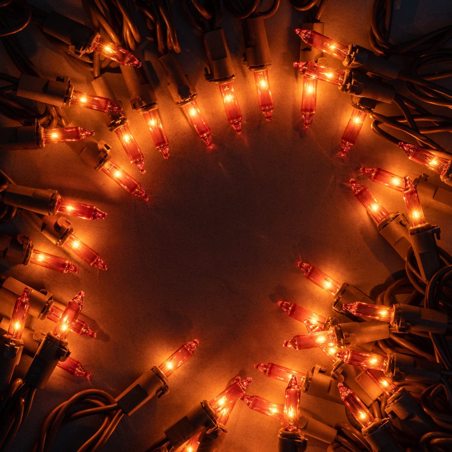 Yuletime 66 Ft Orange Christmas Lights, 200 Count Mini String Lights, Ul Certified, Amber Incandescent, Brown Wire, Pack Of 2