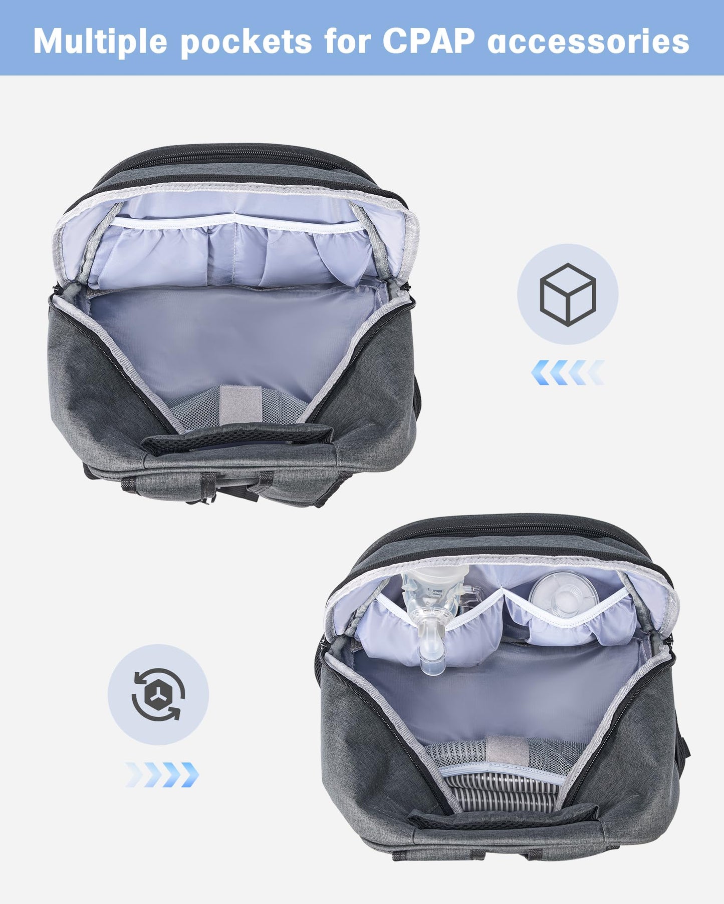 Hautton CPAP Backpack, Travel Carrying Bag Compatible with ResMed AirSense 9/10/11, Philips System One Large Capacity Portable Carry On Case for CPAP Machine Accessories