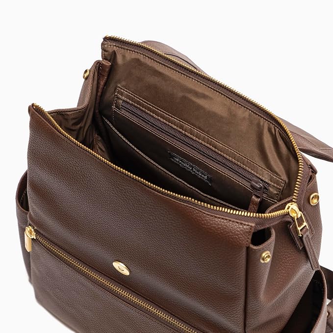 Freshly Picked Mini Classic II Diaper Bag Backpack, Wipeable Vegan Leather With Changing Pad, Convertible (Espresso V2)