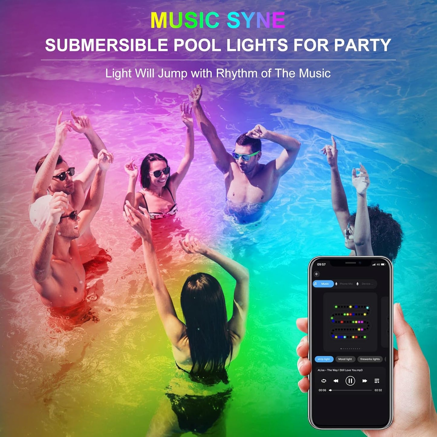 RGB Underwater Pond Lights, Super Bright 18 LED Submersible Fountain Lights Color Changing Spotlights, Bluetooth APP Control IP68 Waterproof for Fish Aquarium Tank Garden Yard Pool(Set of 10)