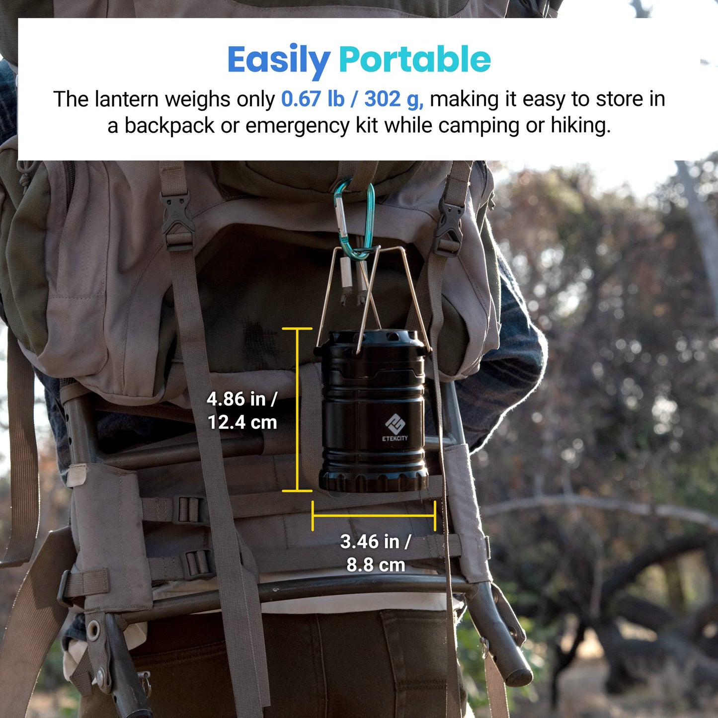Etekcity Camping Lanterns 4 Pack, LED Battery Operated Lights, Dark Black, Model CL10-4 Pack, Emergency Gear for Power Outages