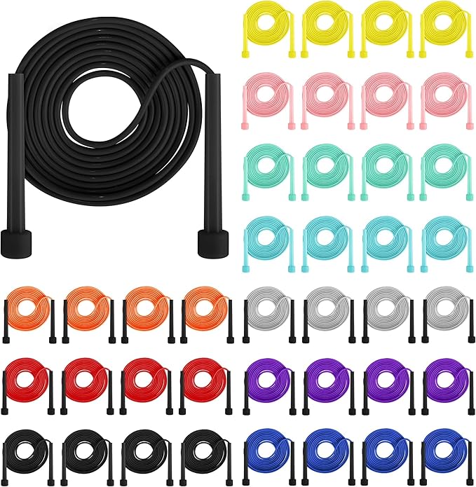 Aodaer PVC Skipping Rope Adjustable Jump Rope for Kids Multicolor Jump Rope Bulk with Plastic Handles Lightweight for Outd...