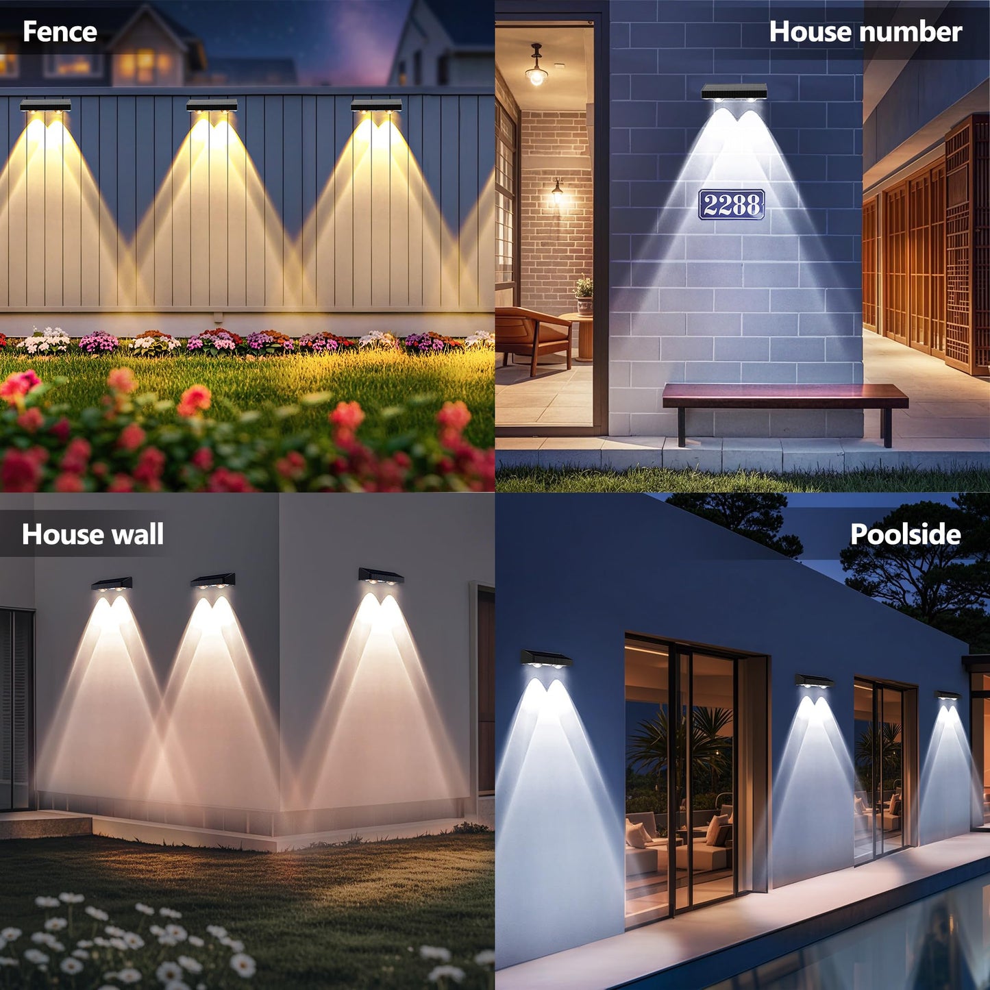 Brizled Solar Fence Lights 20 Pack, IP65 Waterproof, 3 Colors, 6 Modes, Outdoor Wall Light for Garden, Patio, Deck, Poolside