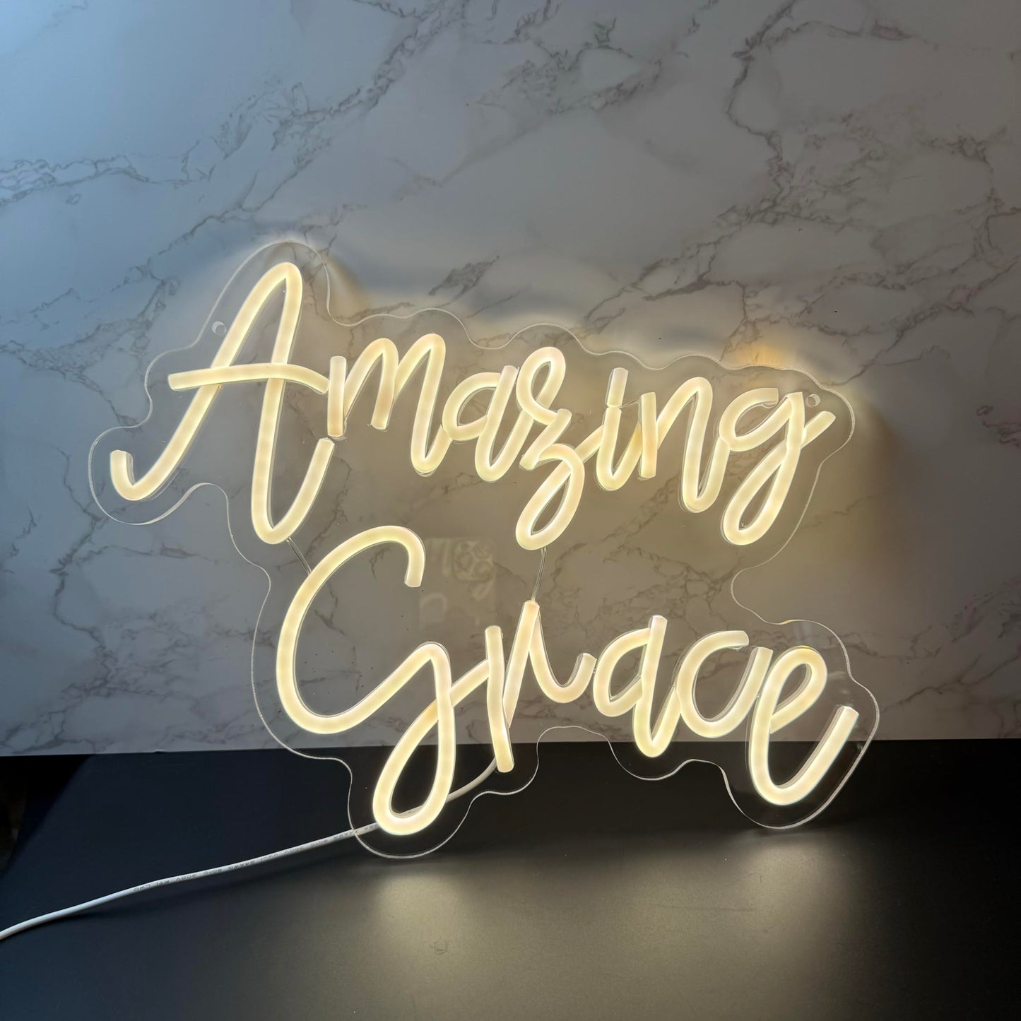 Amazing Grace  Decorative Neon Sign Desk Decor Gift For Wife Husband  Christian Wedding Gifts  Christian Desk Sign For Home Office Wall Decor (Warm White)