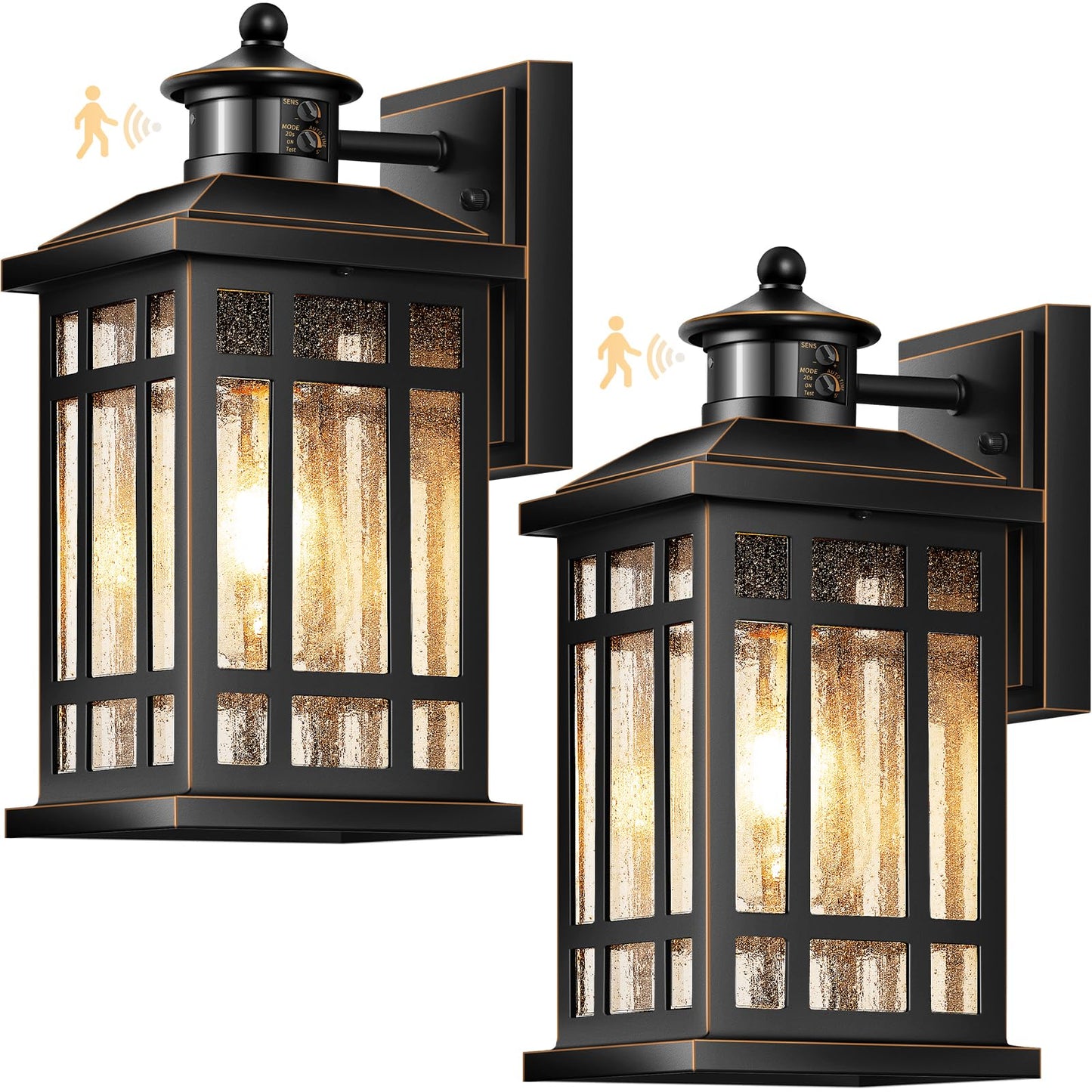 Opaxis Motion Sensor Outdoor Lights  Black Dusk To Dawn Outdoor Lighting With Tempered Glass  Aluminum Waterproof Anti-Rust Outside Wall Light Fixtures  Adjustable Sensitivity & Brightness  Hardwired