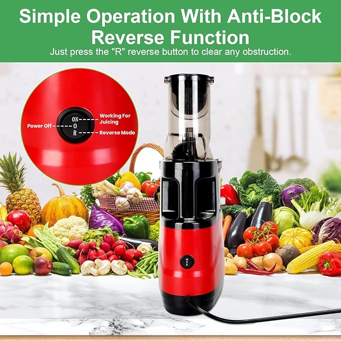 Cold Press Juicer,300W Electric Masticating Juicer Machines with 3" Large Feed Chute for Whole Fruits and Vegetables,Upgraded High Juice Yield Juice Extractor Machine with 2 Cups,Easy to Clean