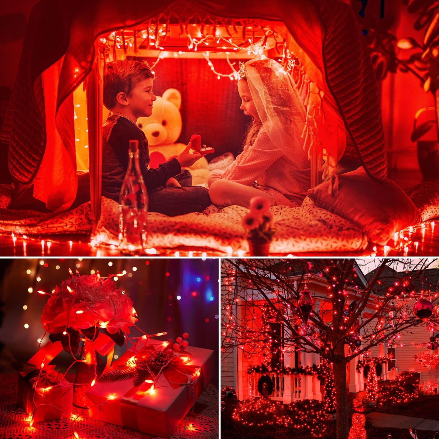 Brightown Valentine’S Day String Lights, 4 Pack Of 20 Led, 8 Feet, Waterproof, Red For Indoor/Outdoor Holiday Decorations