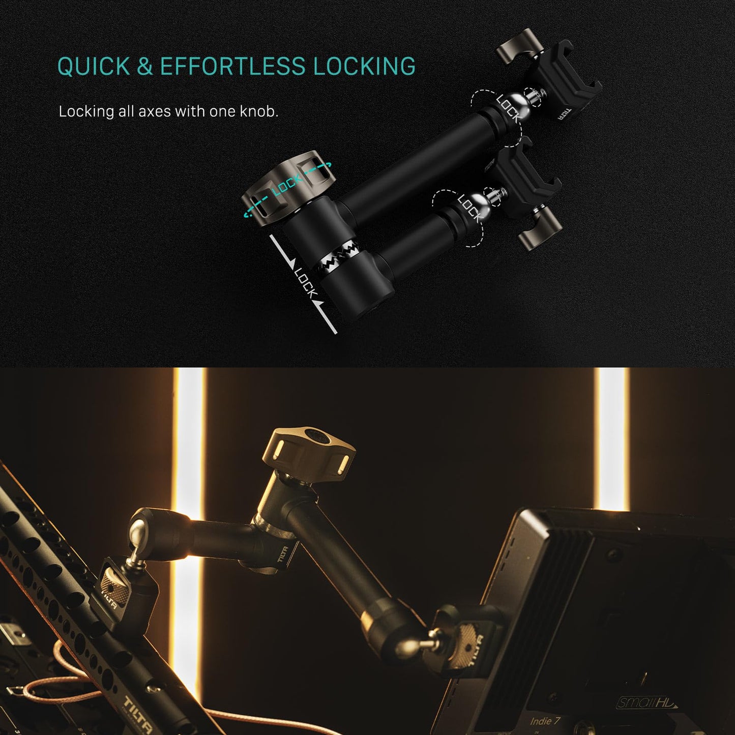 Tilta Pro Articulating Arm - 1/4-20 To 1/4-20 Magic Arm For Filmmakers & Cameras | 11Lbs Payload Capacity | Quick-Locking | Dura