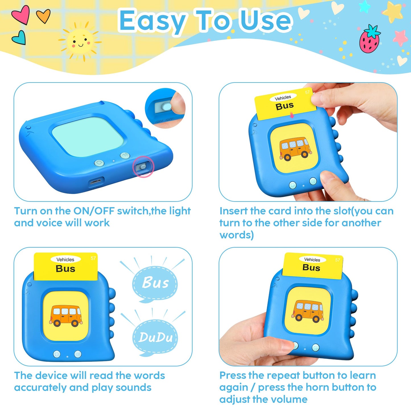 Talking Flash Cards,Kids Toddler Flash Cards with 240 Sight Words,Montessori Toys,Autism Sensory Toys,Speech Therapy,Learning Educational Gifts for Age 1 2 3 4 5 Years Old Boys and Girls