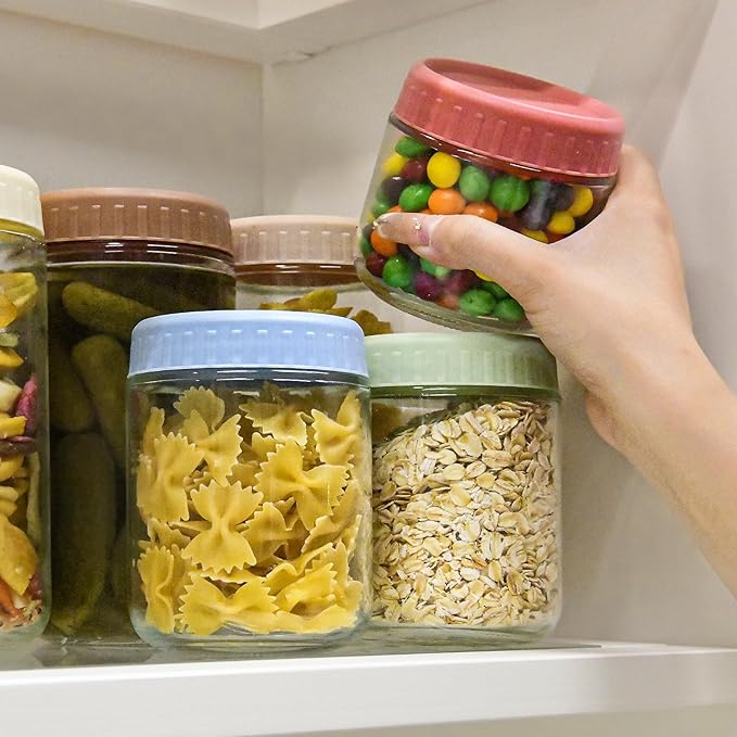 Overnight Oats Containers with Lids, 16oz Glass Jars with Lids 8 pcs, Light Blue, Wide Mouth Mason jars for Salad, Yogurt, Snacks, Meal Prep