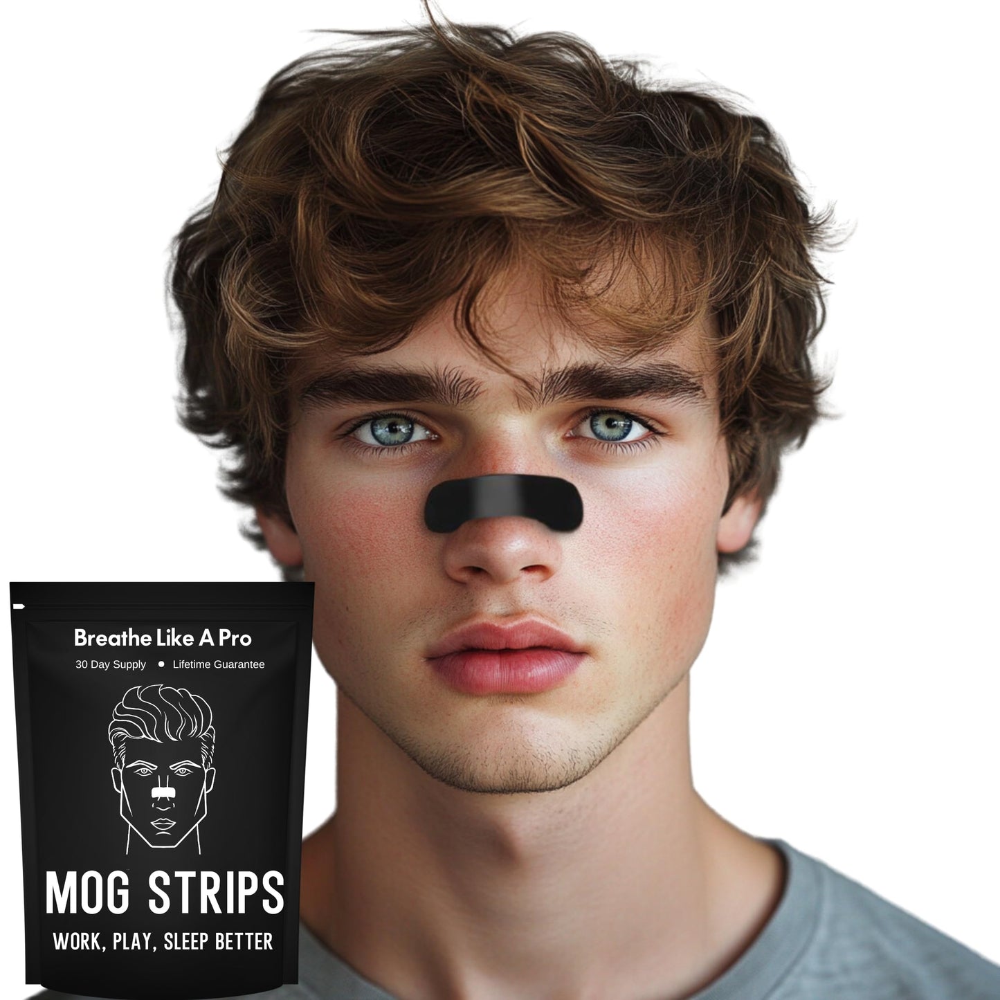 Mog Nasal Strips (30 Pack - Extra-Strong) No More Sleep Headaches - Helps with Snoring, Nasal Congestion & Exercise - Non-Invasive Anti Snoring Strips - Better Sleep - Nasal Strips - Nose Tape