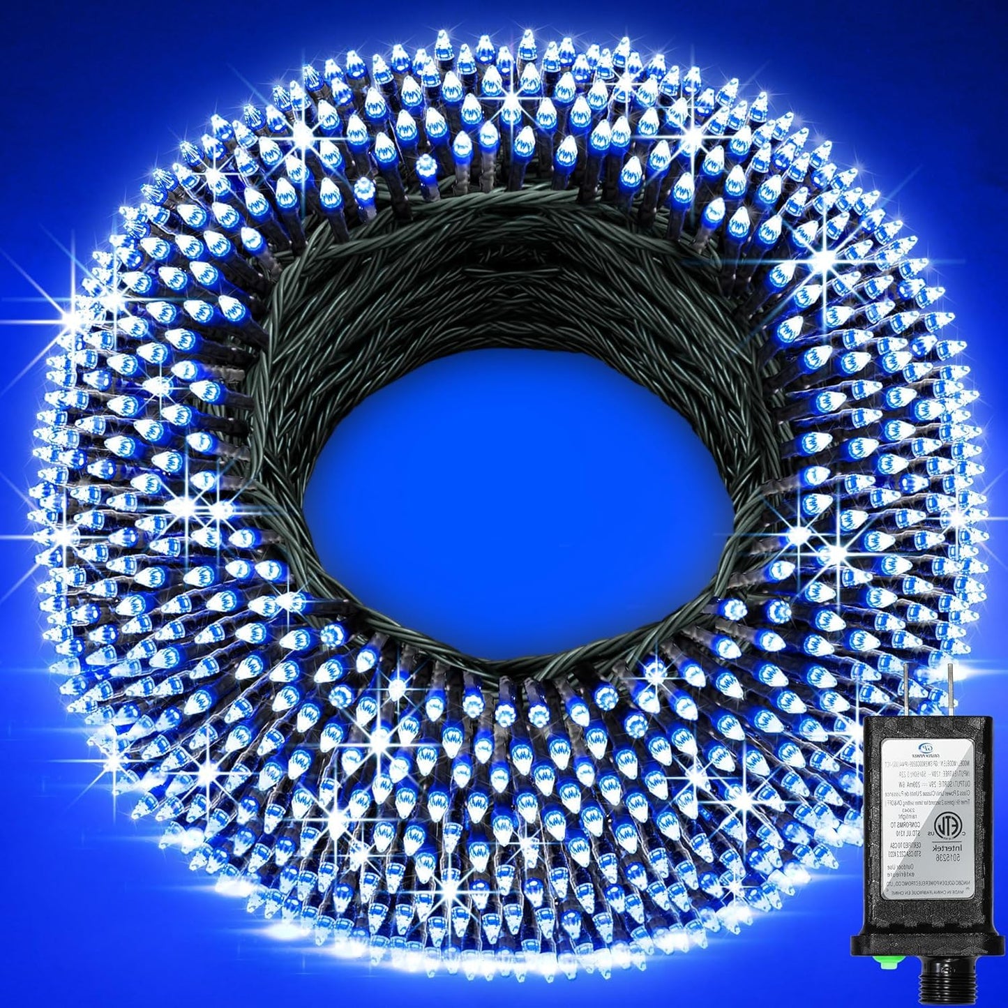 1500 Led 470Ft Christmas String Lights Outdoor  12 Pro Modes And Timer Memory & Brightness  Plug In Waterproof Dark Green Wire Twinkle Light For For Xmas Yard Tree Wedding Party Decor (Blue)
