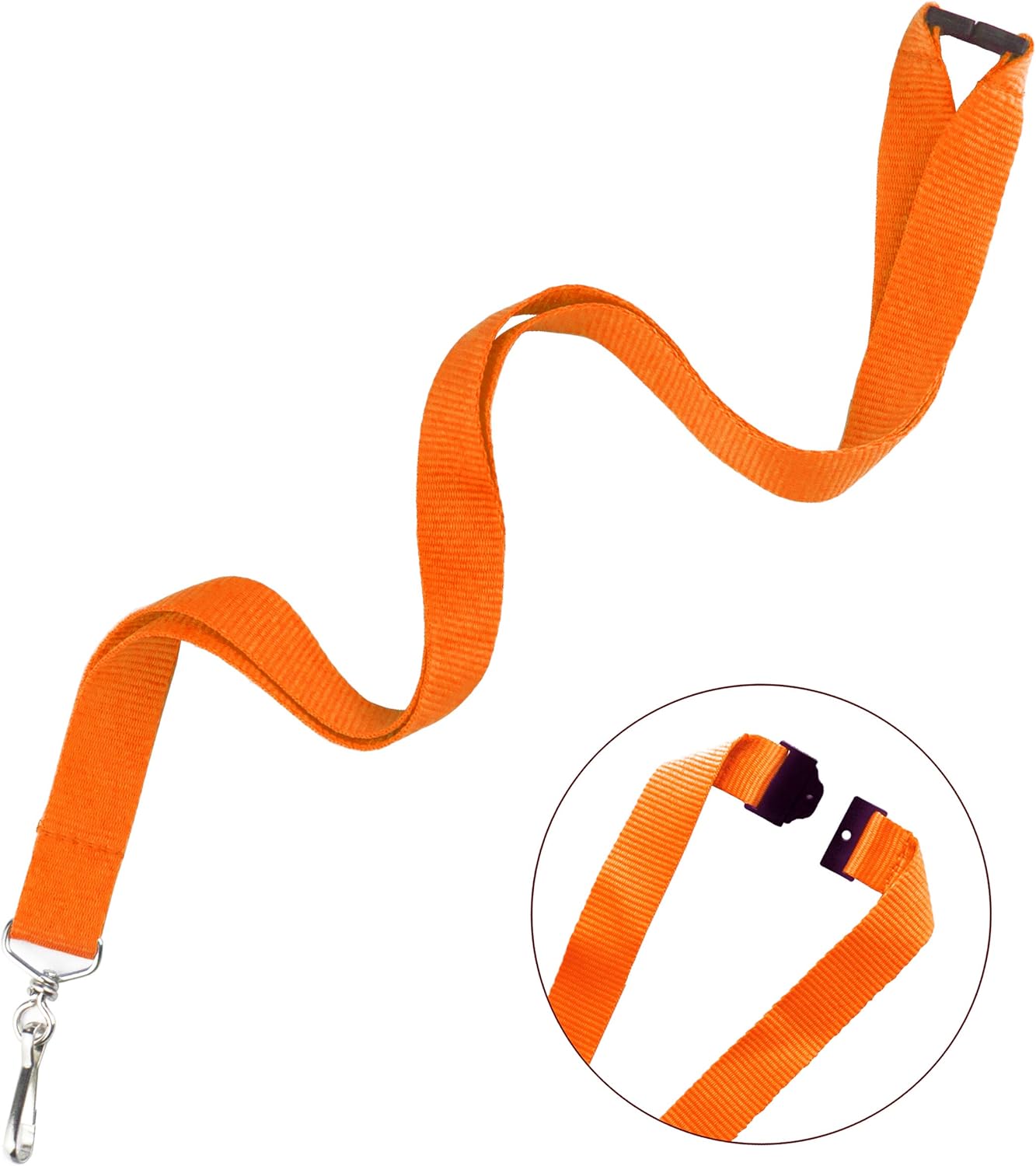 12 Pack Breakaway Lanyards Durable Neck Straps for Schools, Office, Cruise, Orange