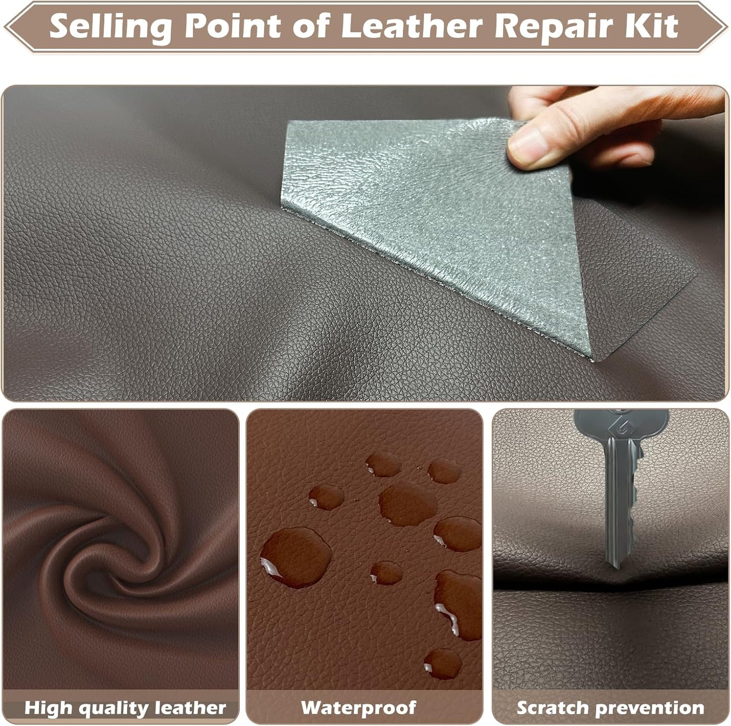 Leather Repair Tape, 4.7x63 inch Leather Patches for Furniture, Self Adhesive Leather Repair Patch for Sofas, Couches, Leather Covers, Seats, Chairs, Vinyl Repair Tape Retro Dark Gray