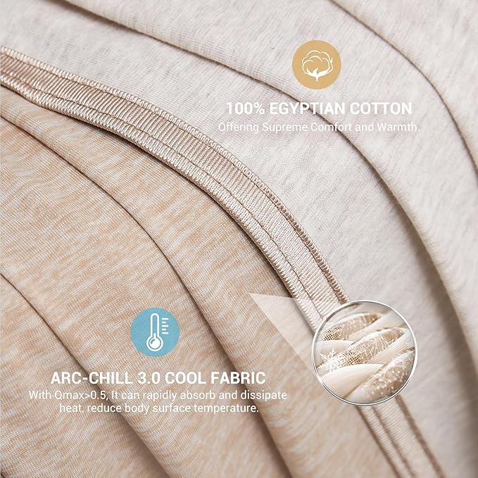 Elegear Revolutionary Cooling Blanket Twin, Absorbs Heat to Keep Body Cool for Night Sweats, Arc-Chill 3.0 Cool Fiber Q-Max>0.5 for Hot Sleepers, Lightweight Summer Cold Blankets for Sleeping, Beige