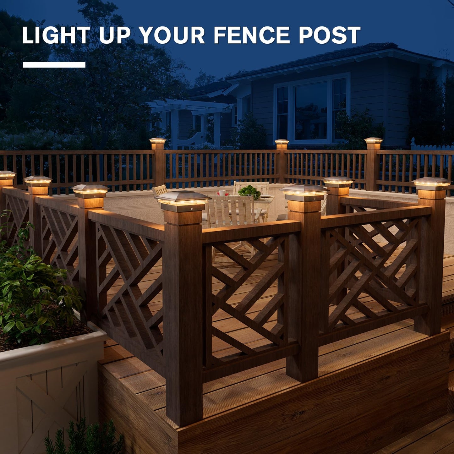 VOLISUN Solar Post Cap Light, 12 Pack, Waterproof for 4x4 Posts, Warm/Cool White, Brushed Copper, Model 21805ZM-WD-12PK