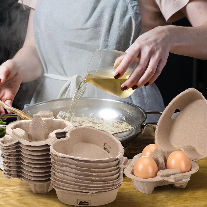 80 Pcs Easter Heart Shaped Eggs Cartons 3 Count Natural Paper Pulp Valentine Egg Cartons with Jute Rope Reusable Cardboard Storage Baskets Holder Tray for Kitchen Holiday Gifts Market Farm