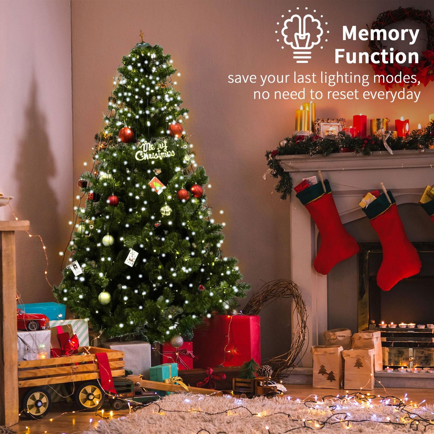 Bolweo Christmas Tree Lights 280Led 8 Lines 8 Modes For 6Ft-7Ft Tree  Ul Certified Indoor/Outdoor Christmas Decorations 8 * 6.6Ft Drops Cool White
