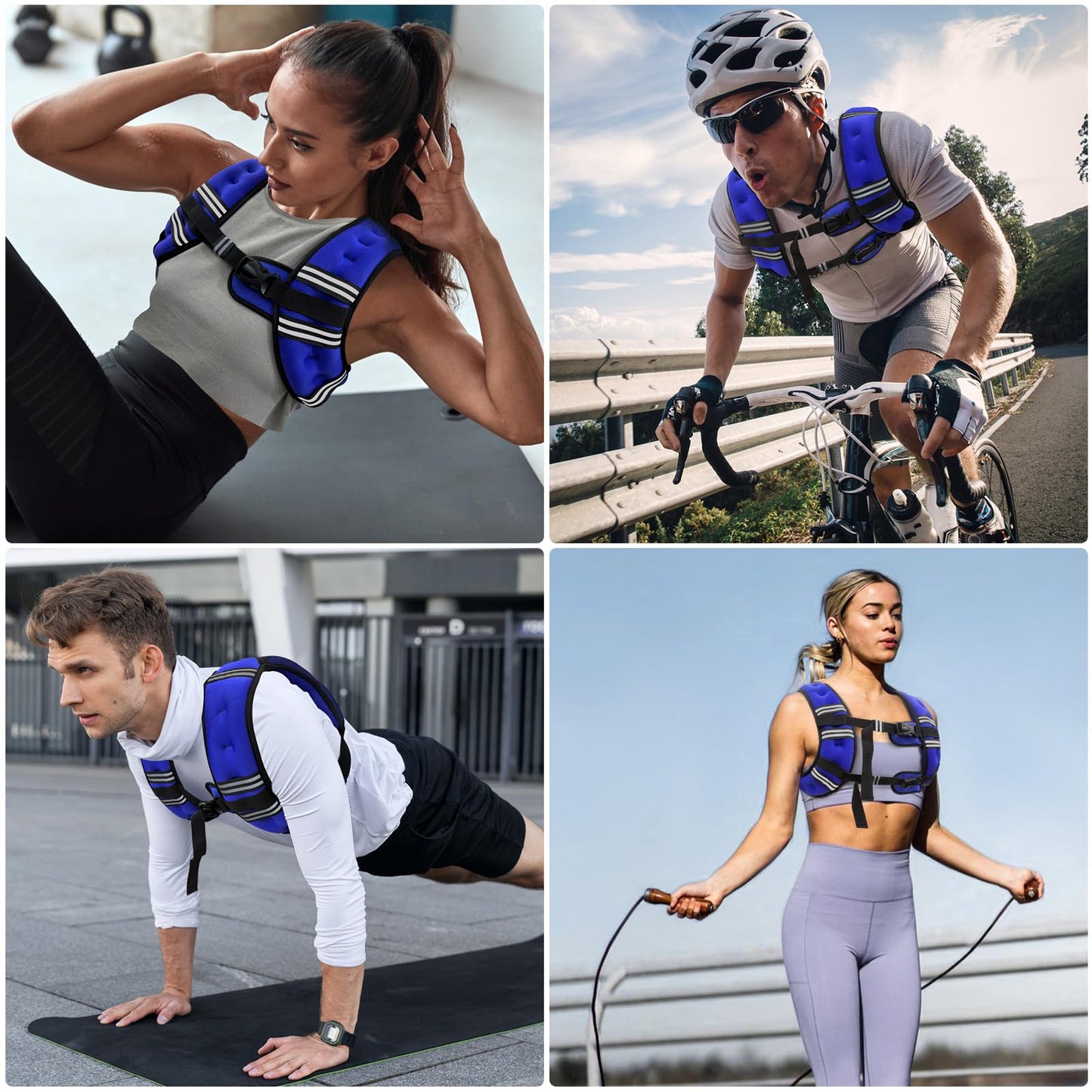 Zeerun Weighted Vest for Women & Men with Reflective Stripe and Adjustable Buckle, Comfortable & Durable Rucking Vest for Walking, Running & Strength Training, 8LBS-Blue