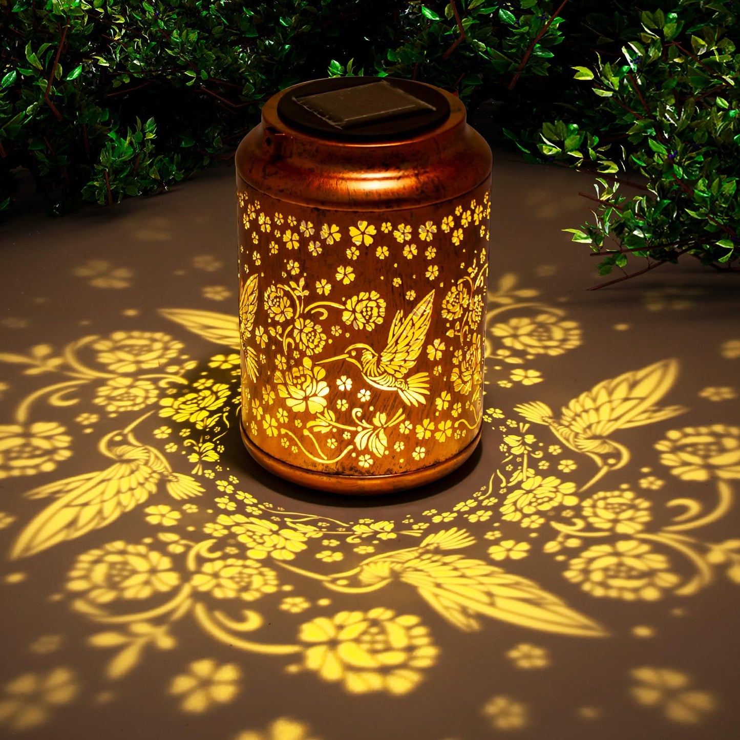 YISITEONE Hummingbird Solar Lantern, Waterproof Metal Hanging Light, Brown, Model ES04250100000, for Garden, Patio, Yard, Front Porch