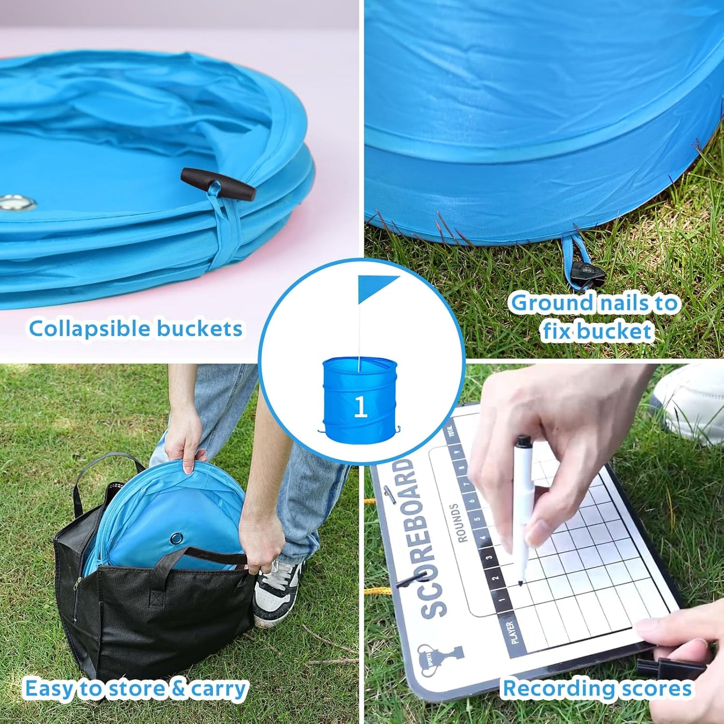 3 Holes Backyard Golf Game with 2 Clubs,Yard Game for Adult and Family,Golf Chipping Games for Practice,Beach,Lawn,Camping,Park