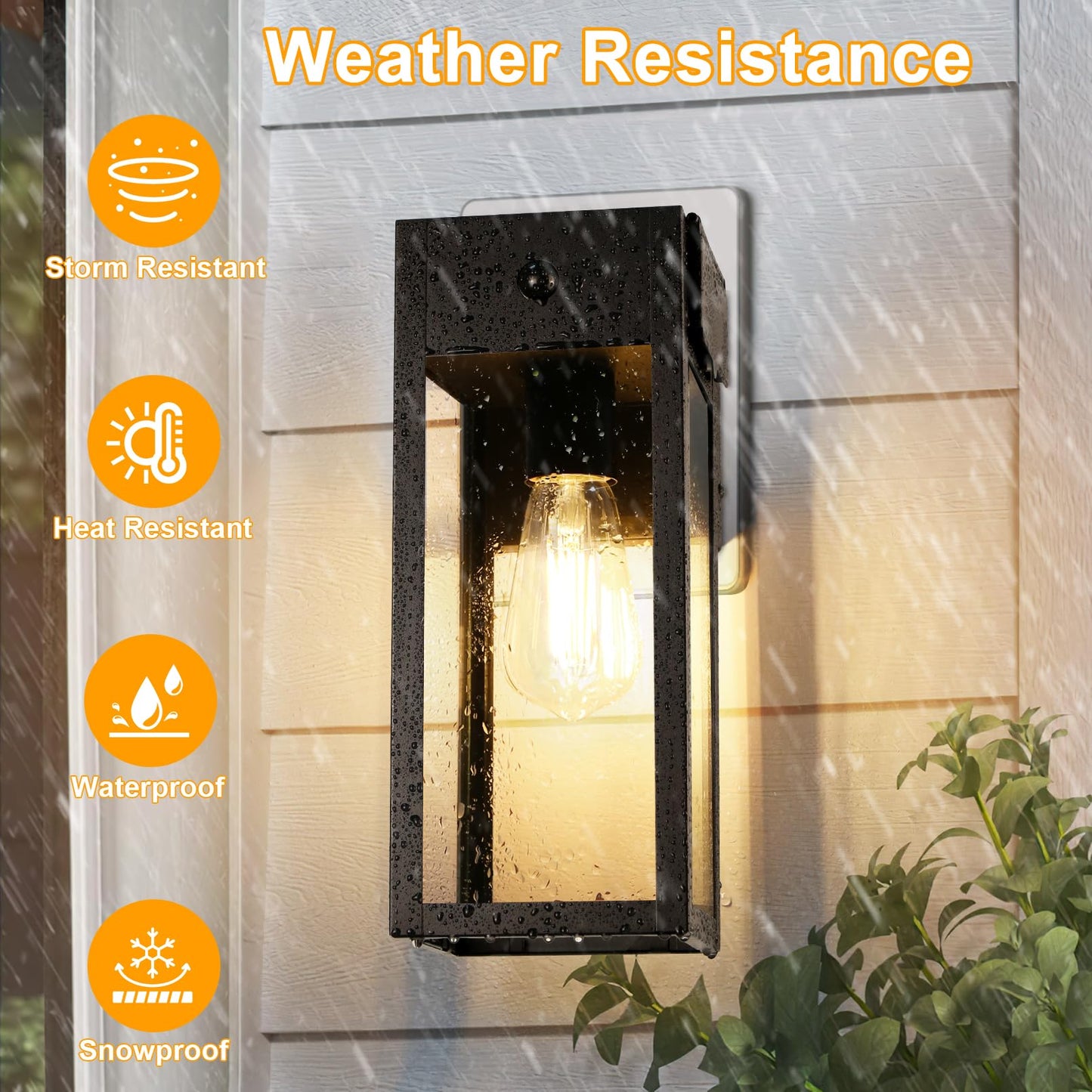 Oykyohei Porch Lights With Gfci Outlet  Dusk To Dawn Motion Sensor Outdoor Lights  2 Lighting Modes Waterproof Anti-Rust Wall Sconce Lantern  Outside Light For House  Black