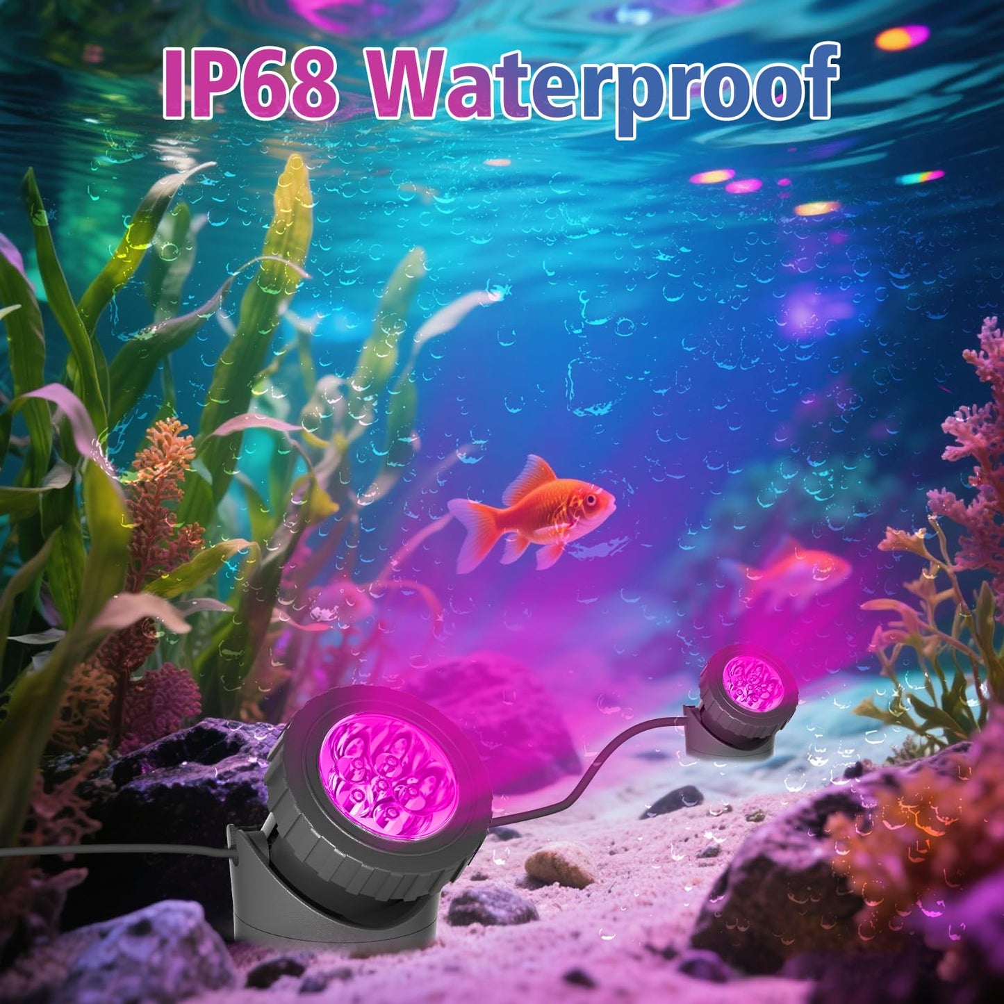 T-SUN LED Pond Light, 5 Head Submersible RGB Lights, Remote Control, Model TS-F2210, Color F2210-RGB, 5-IN-1