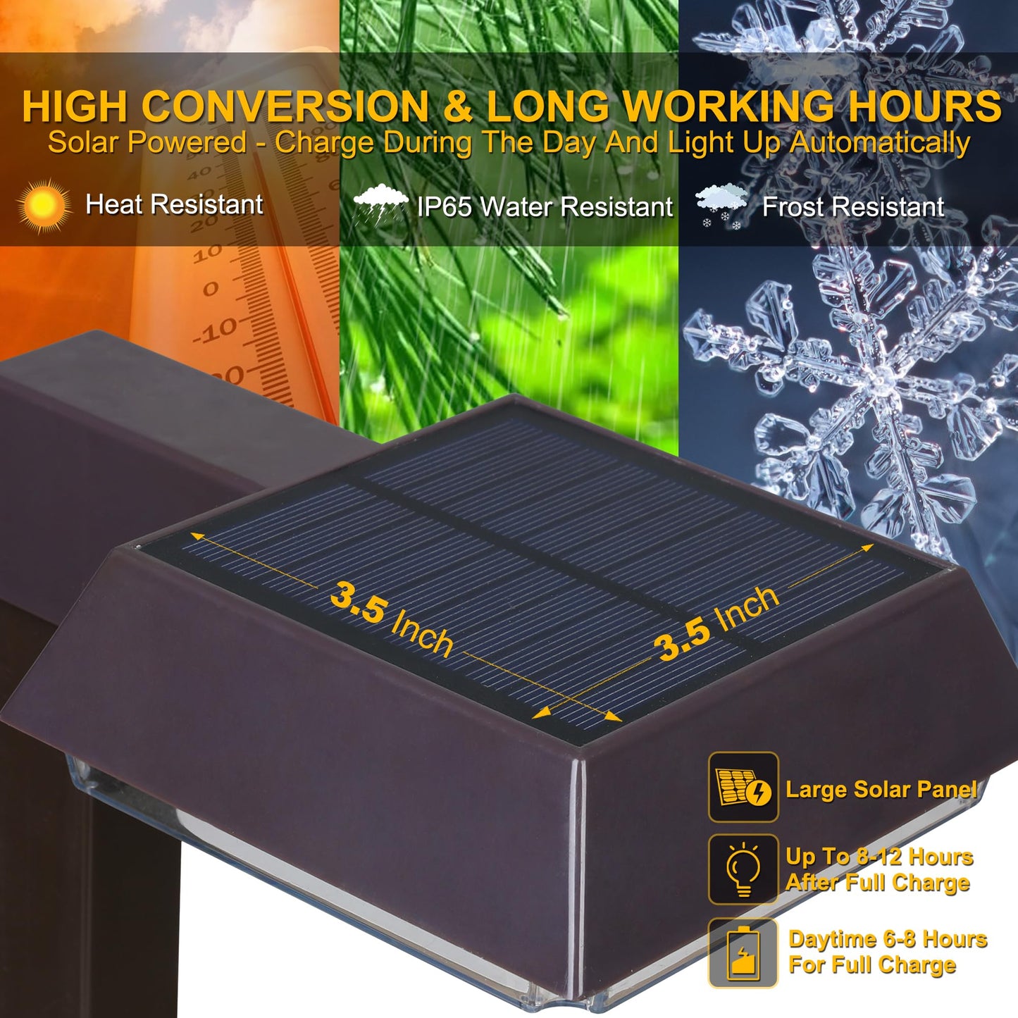 Bobcat Solar Pathway LED Lights Super Bright 300 lumens with 2-in-1 Warm White and Daylight Modes, Dark Brown Solar Lights Outdoor Waterproof for Path, Sidewalk, Driveway or Walk Way Light(4 Pack)