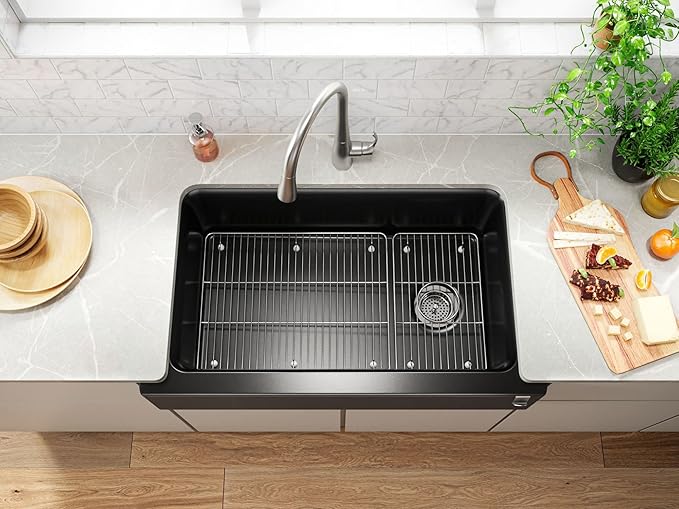 KOHLER K-25786-CM8 Cairn Sink, 36 in, Matte Black Plum