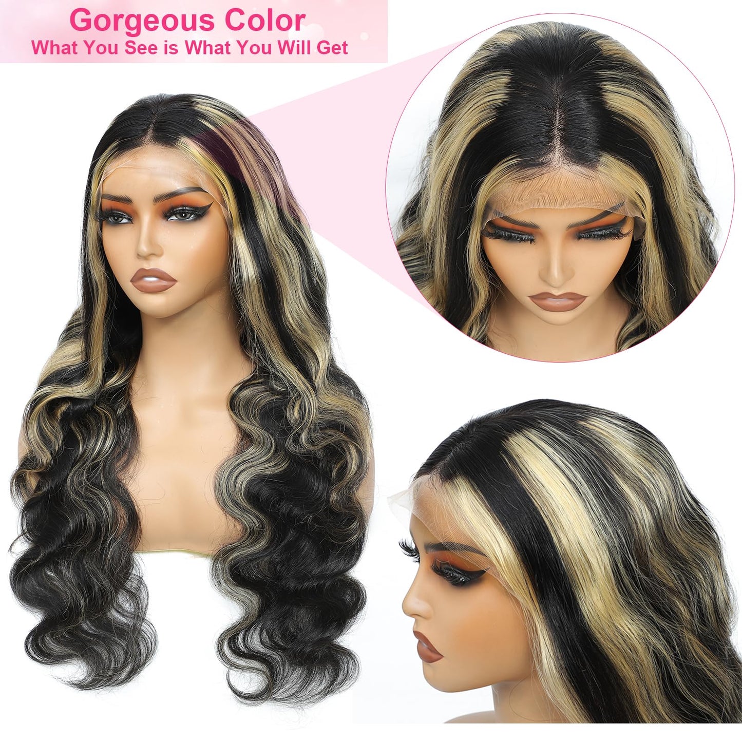 Kephare FB/27 32 Inch Highlight Balayage Wig Human Hair 13x4 HD Lace Front Wigs Body Wave 1B/27 Ash Blonde Omber Glueless Wig Pr