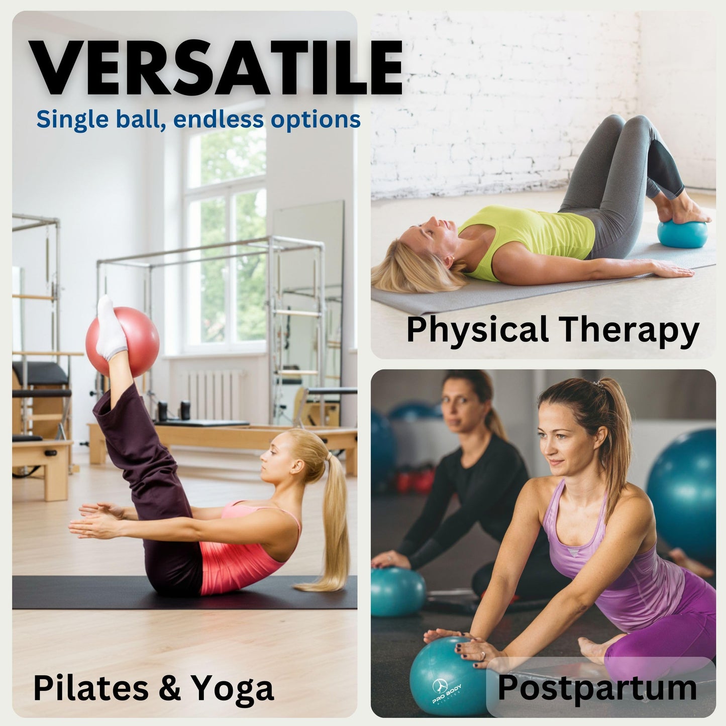 ProBody Pilates Small Exercise Ball - 9 Inch Workout Ball for Stability, Barre, Yoga, Core & Physical Therapy, Home Gym & Office Use (Pink)