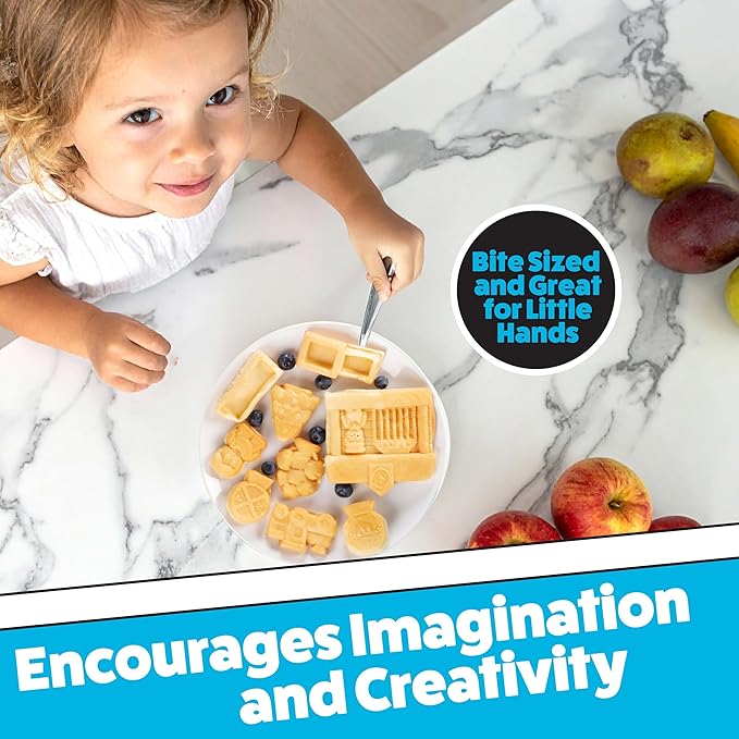 Train Set Waffle Maker – Build Track & Cargo Car Shaped Mini Waffles – Electric Non-Stick Plates, Dishwasher-Safe Removable Inserts for Kids Xmas Breakfast, Pancakes, Snacks, Family Fun Gift & Play!