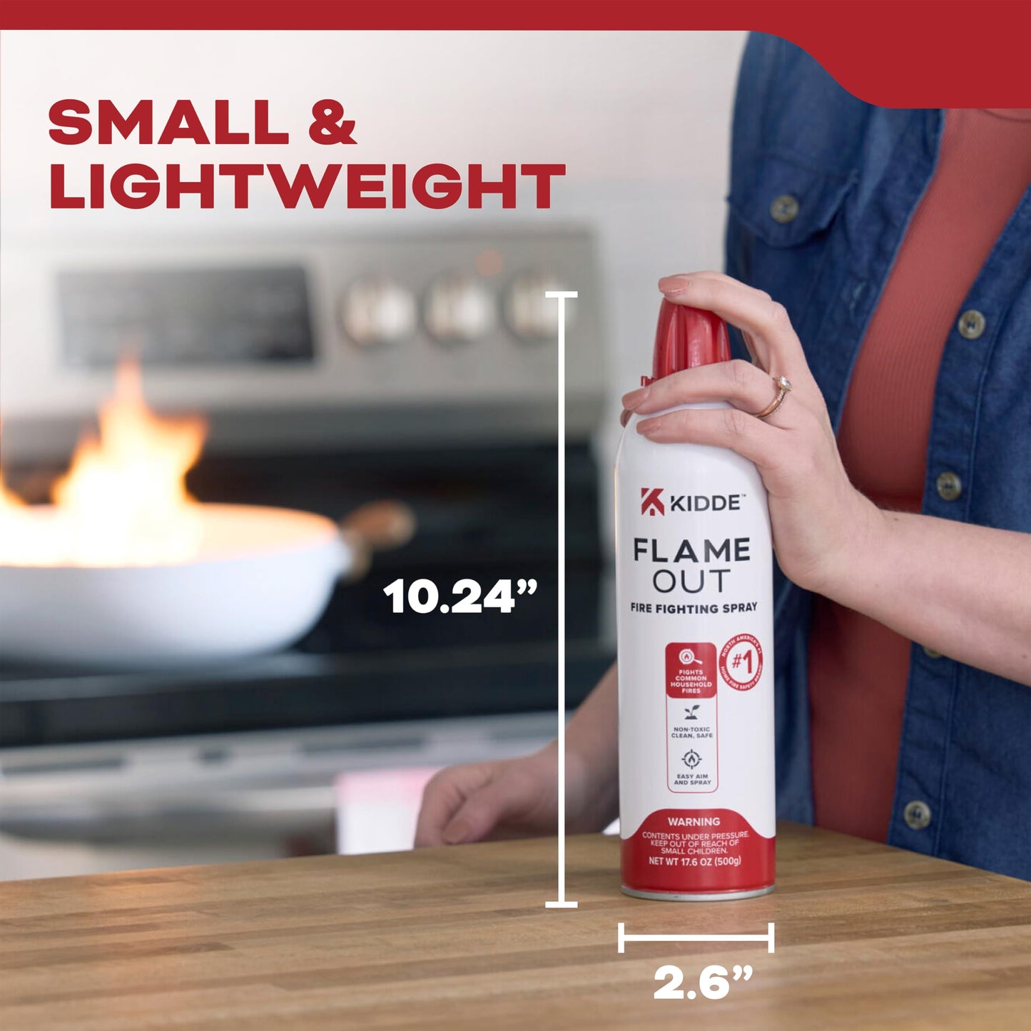 Kidde Flame Out Fire Spray, Extinguishing Aerosol for Home Use, Kitchens, Dorms, Apartments, Compact, Portable & Easy to Use, Non-Toxic, 17.6 oz 2 Pack