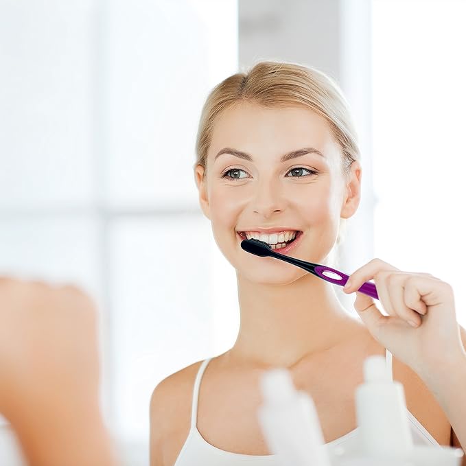 Activated Charcoal Bristle Toothbrush - Xtreme (Extreme) Soft, Ultrafine, Tapered bristles, Compact Head & Slim Design - (8 Count)