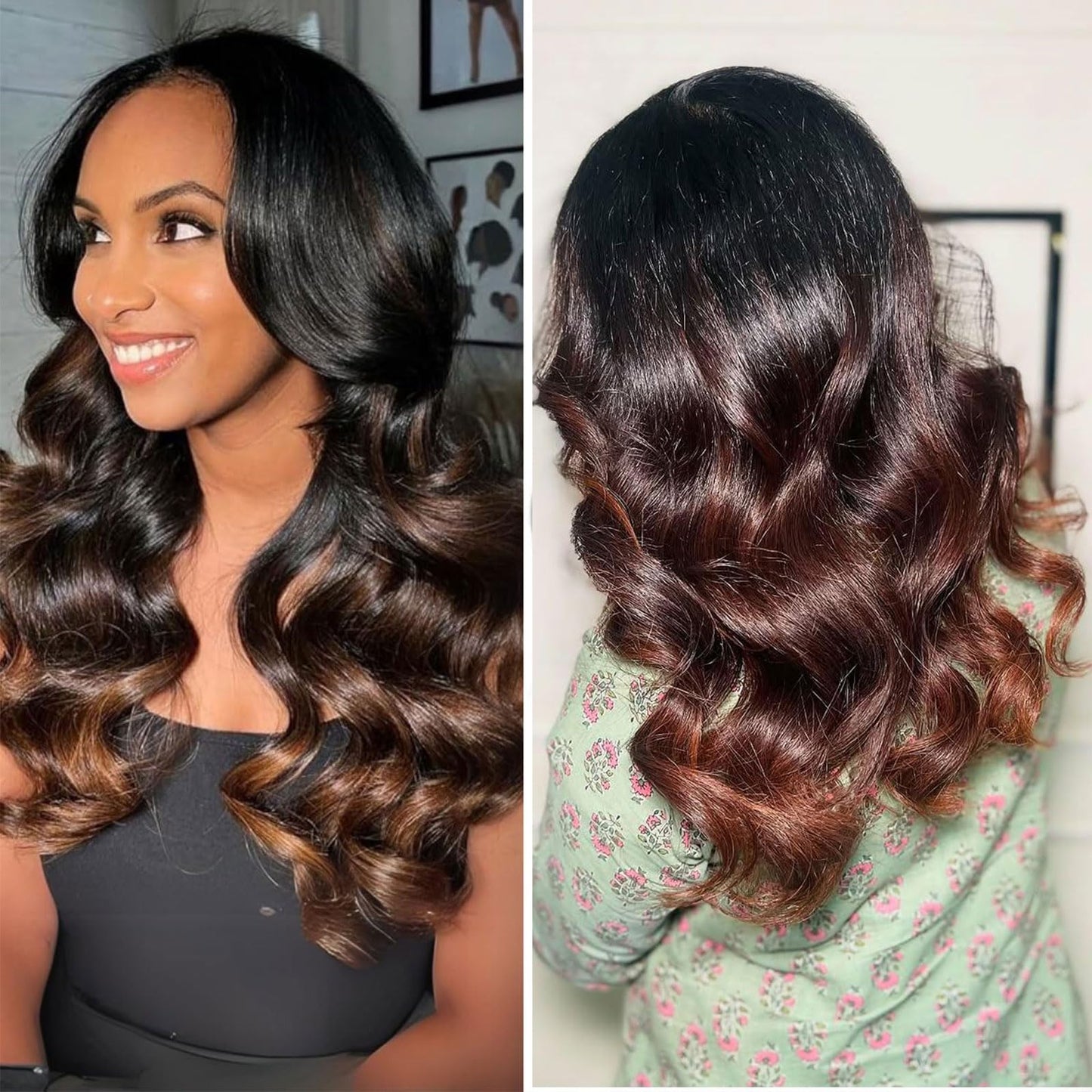 DSEKCAIN 2x6 HD Lace Closure Body Wave Human Hair T1B/2/30 Chestnut Brown Ombre Transparent Lace Closure 2x6 Long Middle Part 10