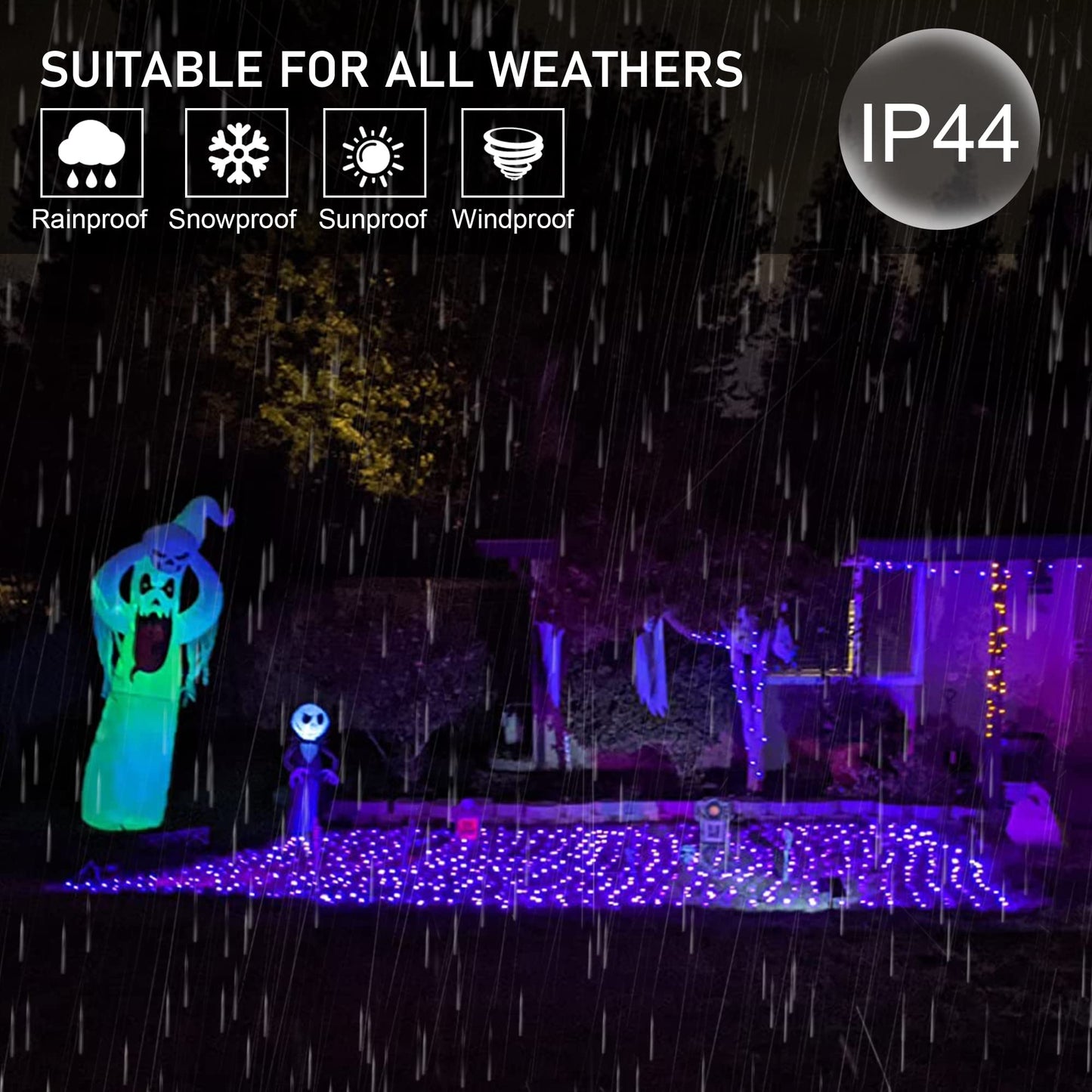 weillsnow 500 LED Purple Christmas Lights, 164FT, Waterproof, 8 Modes, Indoor Outdoor Decor