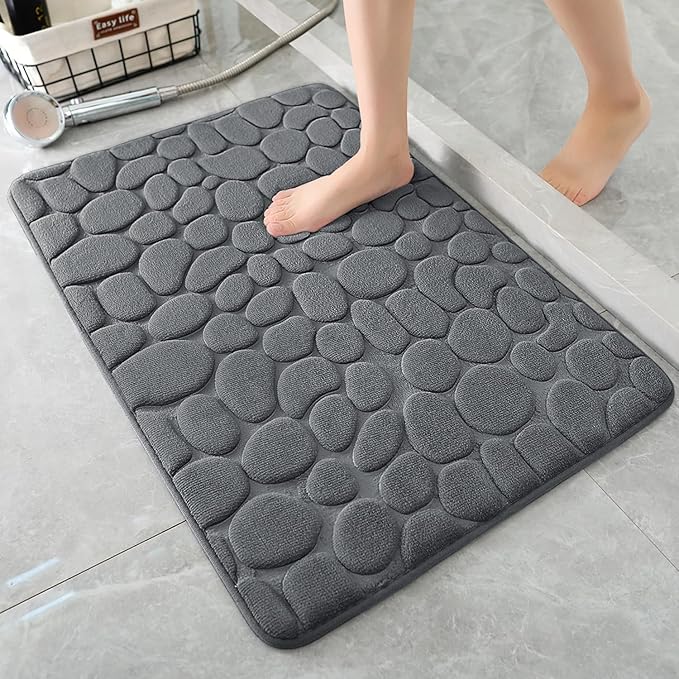 YIHOUSE Bathroom Mat Rug, Memory Foam Bath Mat, Non-Slip Bathroom Floor Mats, Cobblestone Bath Mats Absorbent Bath Rugs Wa...