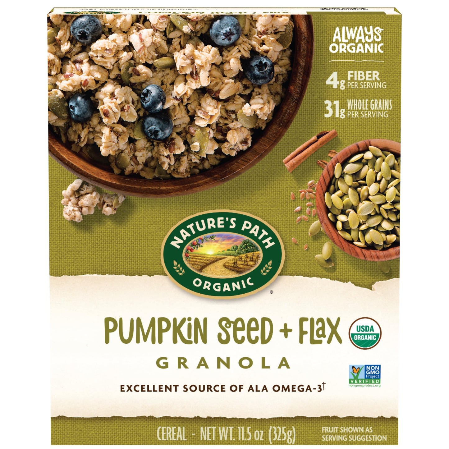 Nature s Path Organic Pumpkin Seed + Flax Granola, 11.5 oz (Pack of 12), Non-GMO