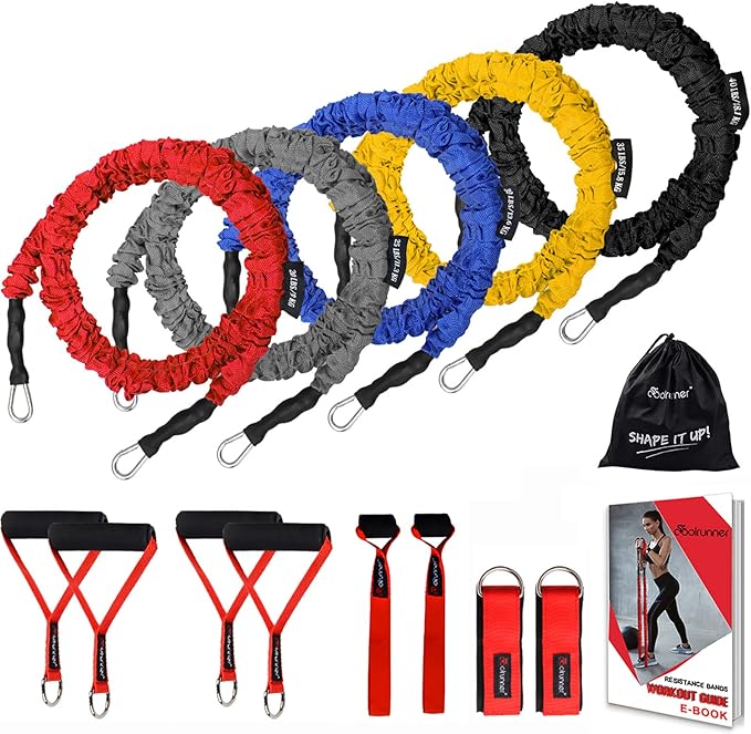 Coolrunner 14 PCS Resistance Bands Set, Exercise Tubes, 20lbs to 40lbs Workout Bands with Handles Protective Nylon Sleeves...