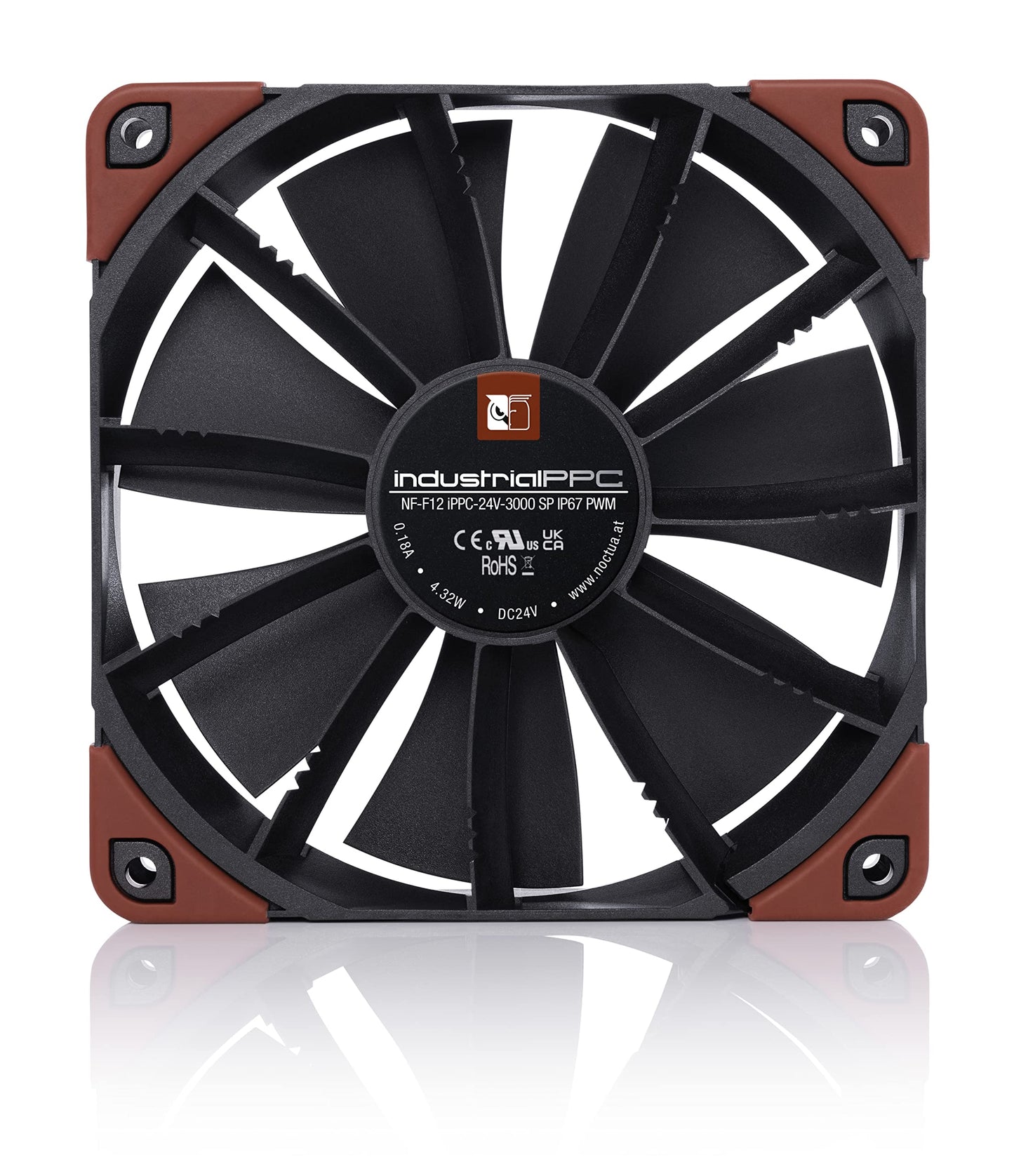 Noctua Nf-F12 Ippc-24V-3000 Sp Ip67 Pwm, Heavy Duty Cooling Fan, 4-Pin, 3000 Rpm, 24V Version (120Mm, Black)
