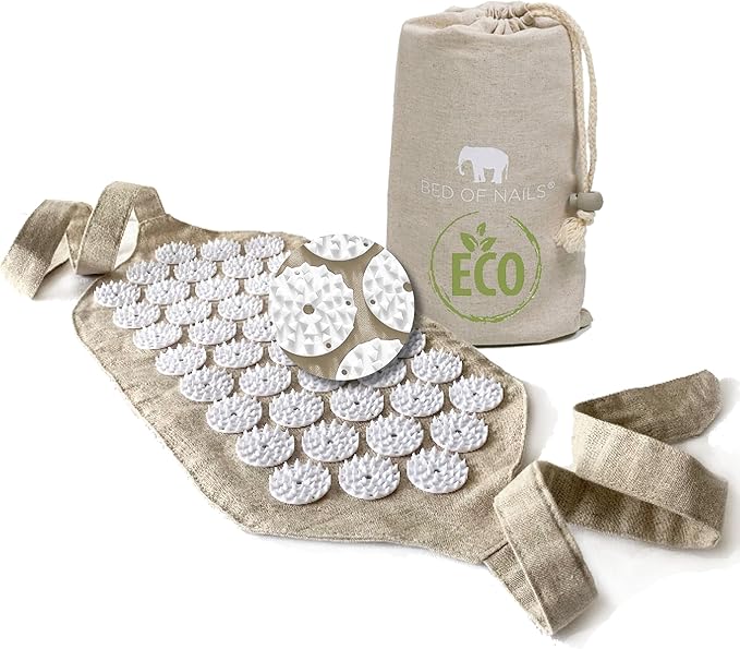 BED OF NAILS Original Premium Comfortable ECO Acupressure Mat Strap Wrap, 1,848 Acupuncture Pressure Points, On The Go Bac...